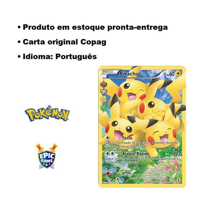 Pikachu Pokémon Carta Foil Em Português RC29/RC32 - Deck de Cartas